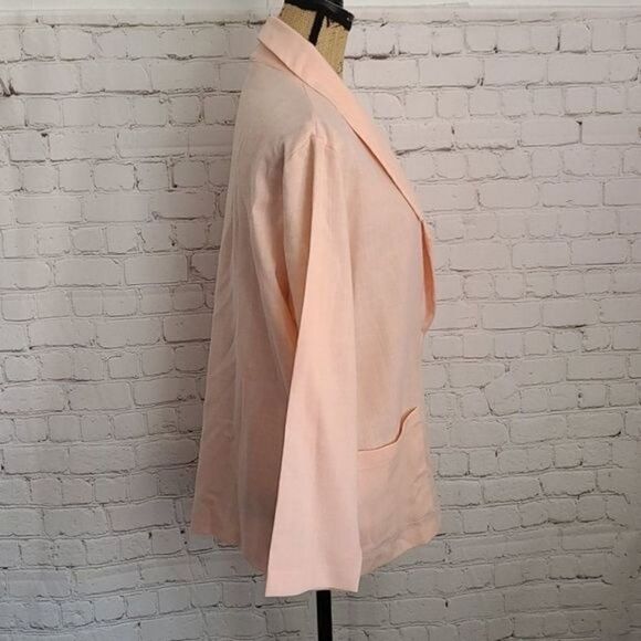 Vintage 80s Salmon Pink Lightweight Blazer Classic Career - Picture 6 of 15